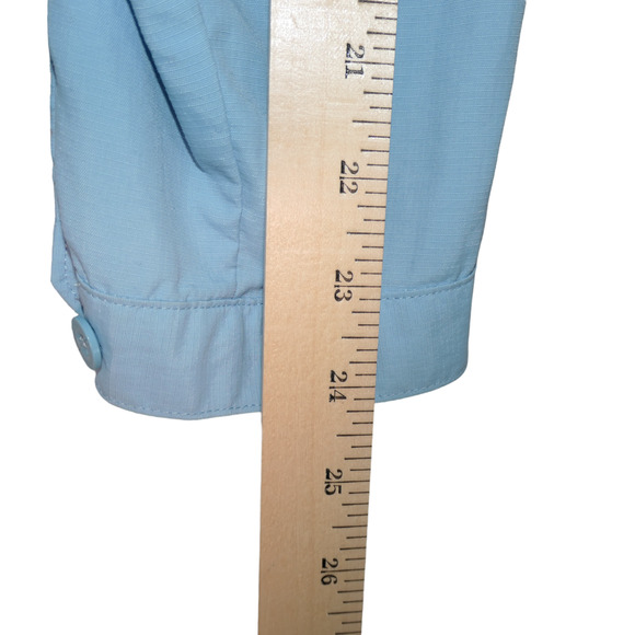 REI Performance Blouse Womens XL Blue Vented Pockets Fishing Camping Hike UPF 30 - Picture 9 of 11